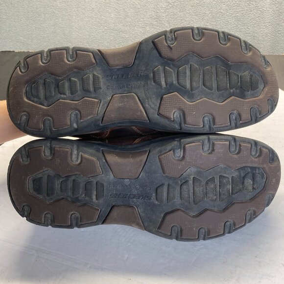 Skechers Shoes Relaxed Fit Seveno Mens Sz 11.5 Brown Leather‎ Slip On 66146 - Picture 4 of 16